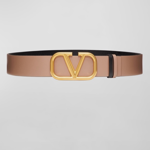 Valentino VLogo Black/Beige Reversible 40mm Leather Belt 70 - Picture 7 of 8